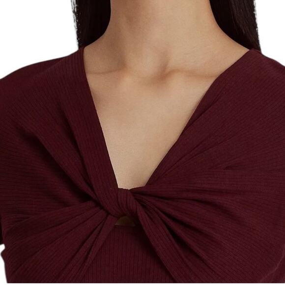 Lauren Ralph Lauren Mariya Mid Sleeve Twist Front Rib Knit Tshirt NEW Size Small - Picture 5 of 7
